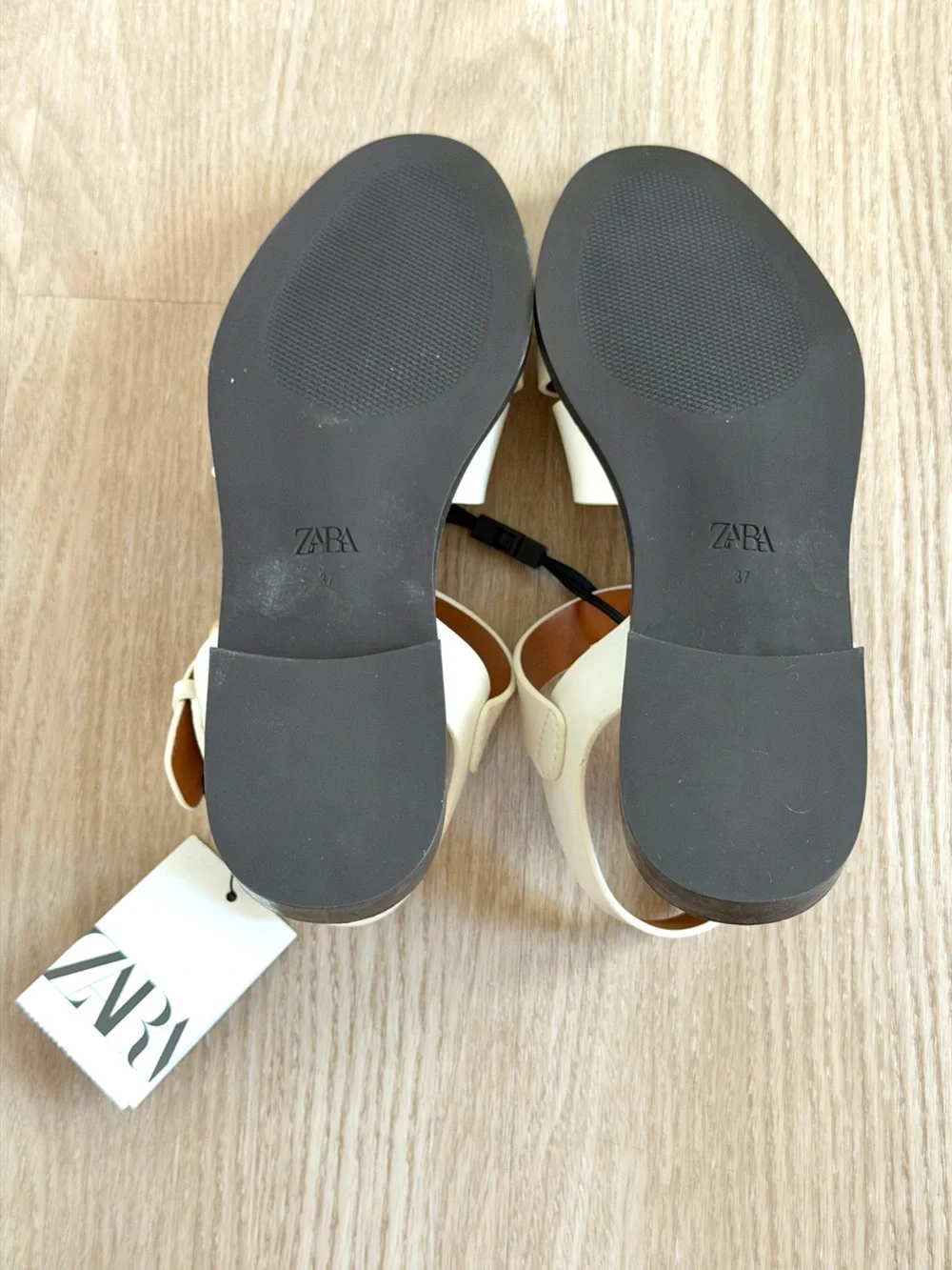 ZARA Size 37 Cream Woven Fisherman Sandals With Gold Buckle - Picture 5 of 6